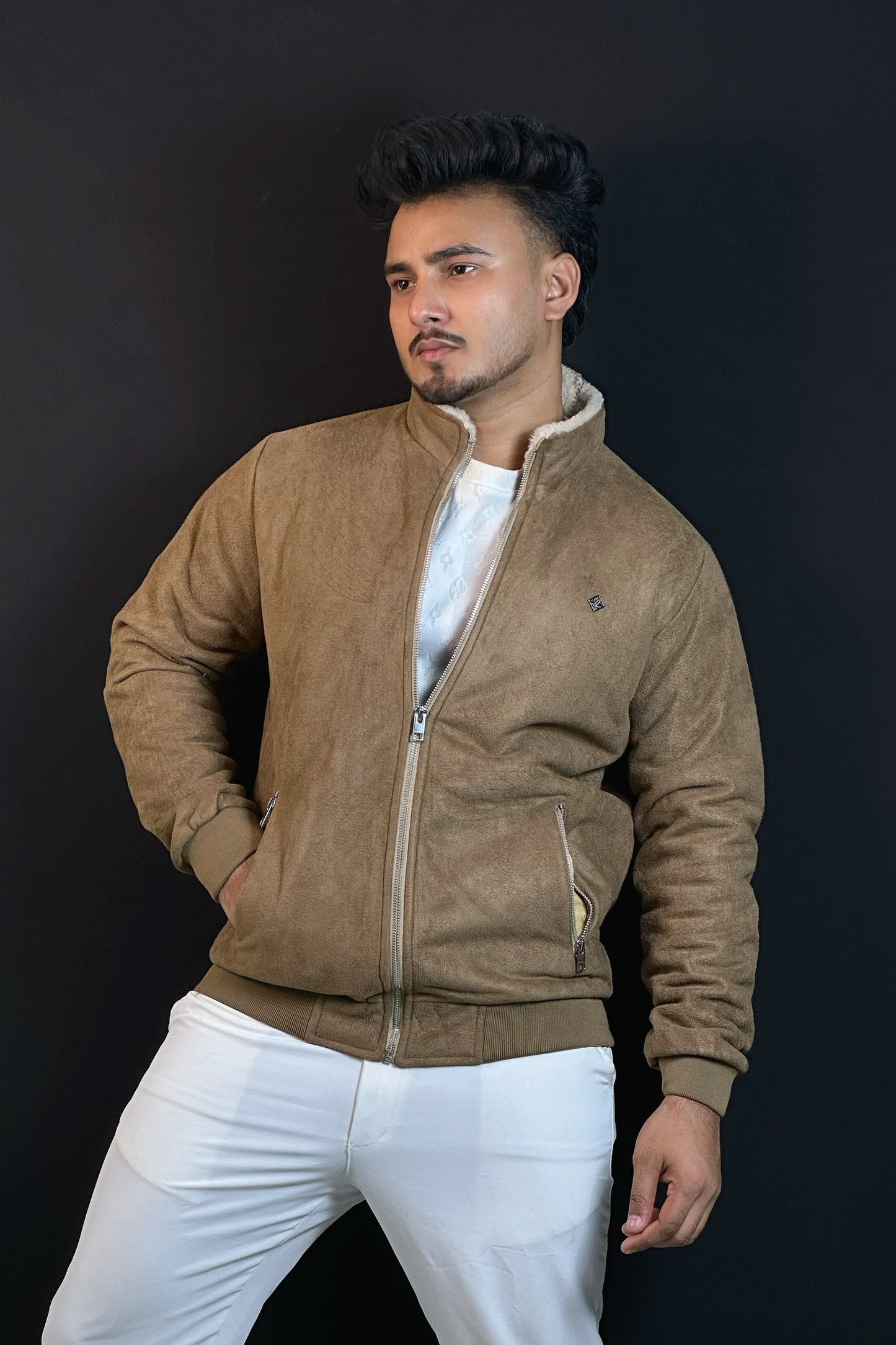 কফি কালার চায়না ভেলভেট জ্যাকেট-EXCEL