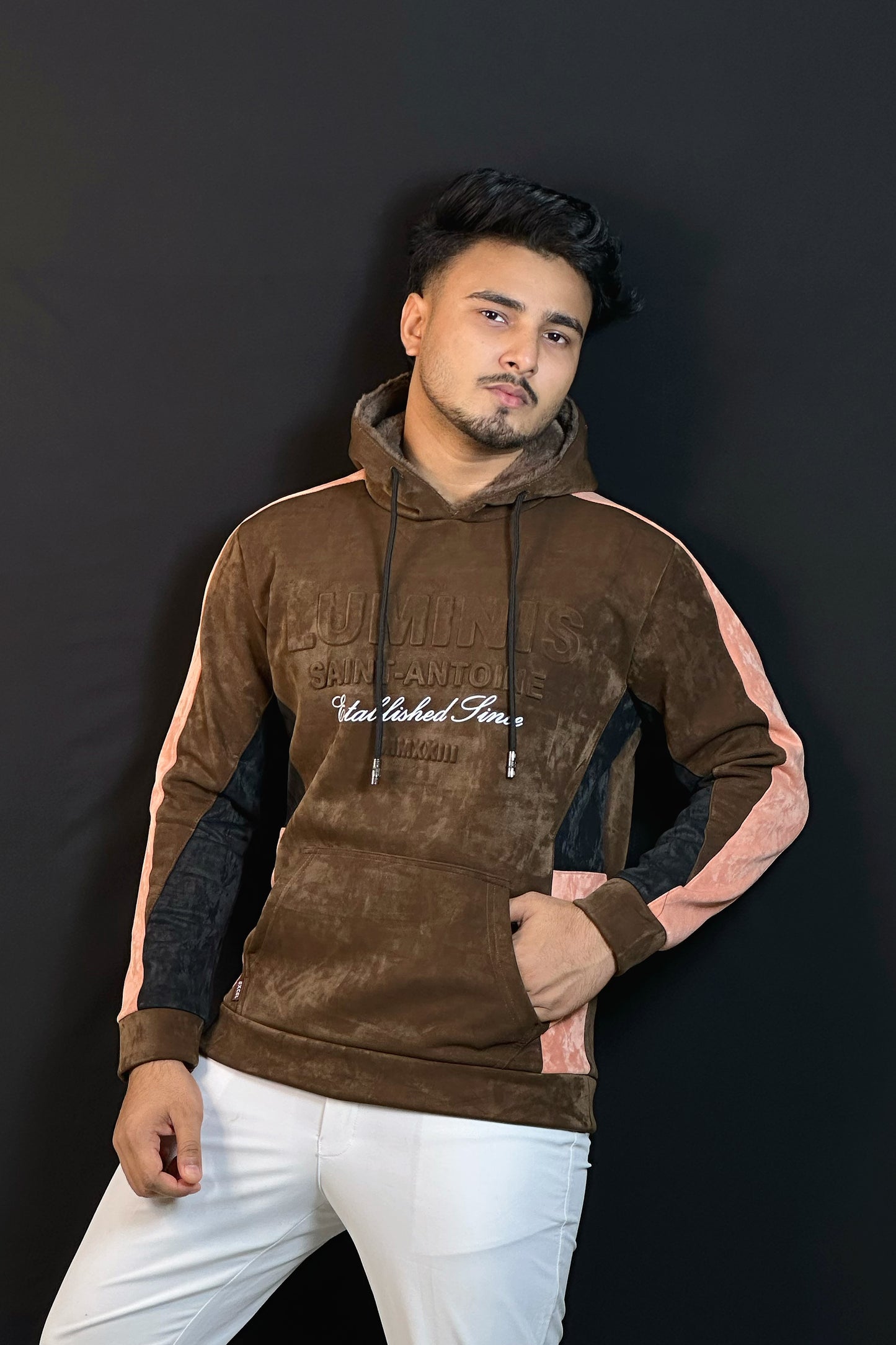 চকলেট কালার চায়না হুডি-LUMIN