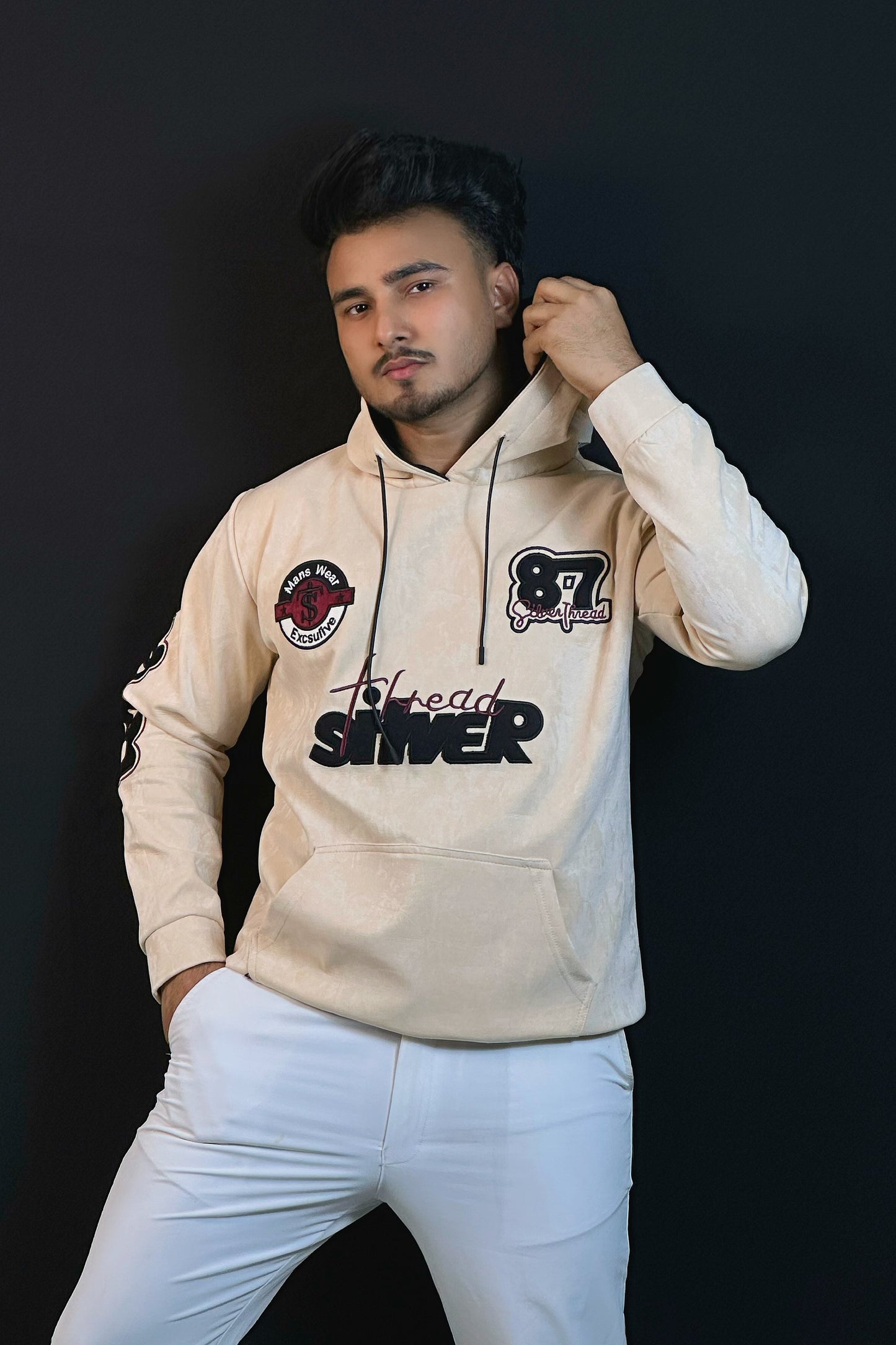 ক্রিম কালার চায়না হুডি-87