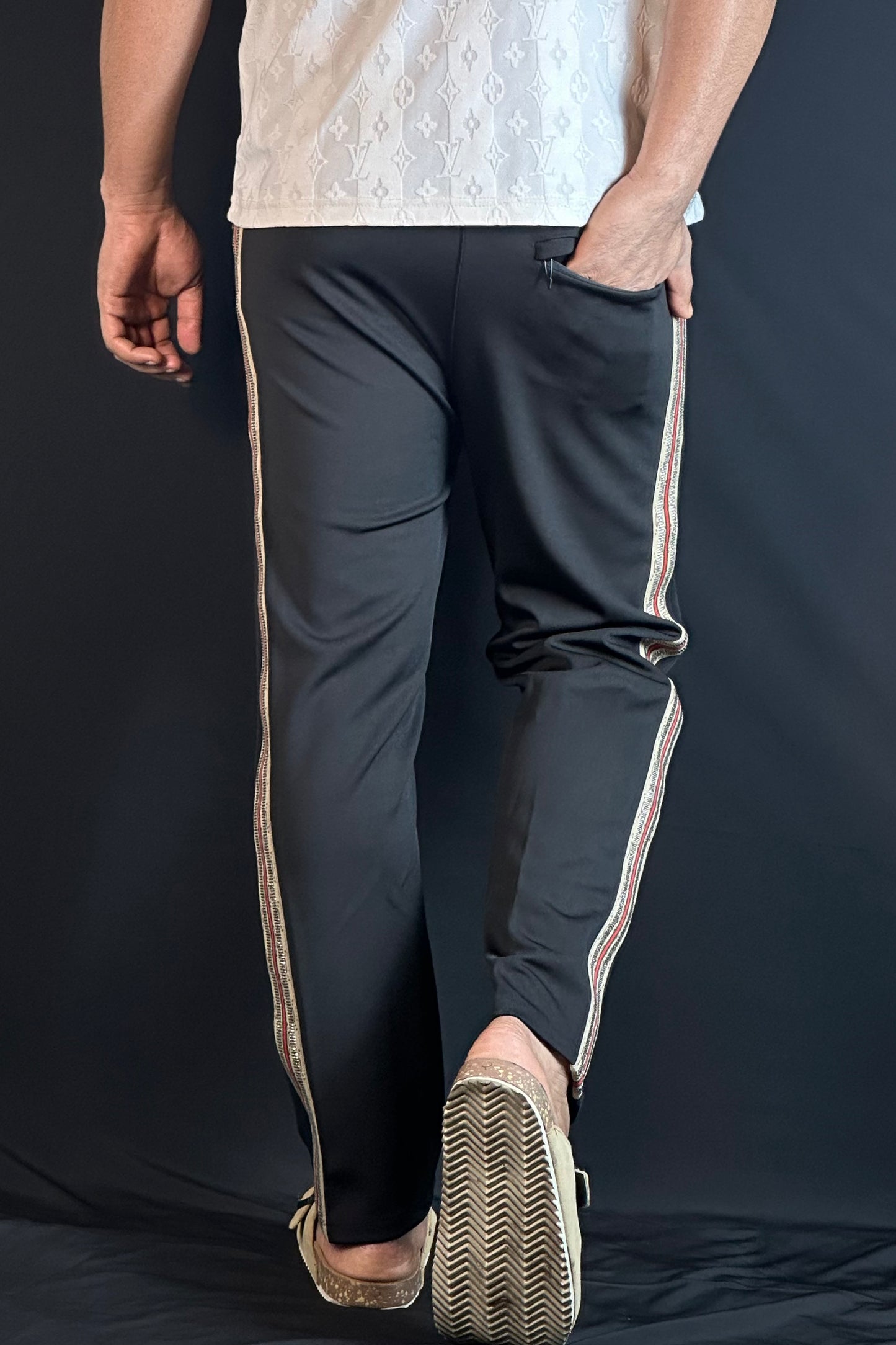 ব্ল্যাক কালার চায়না জগার্স-GStrip