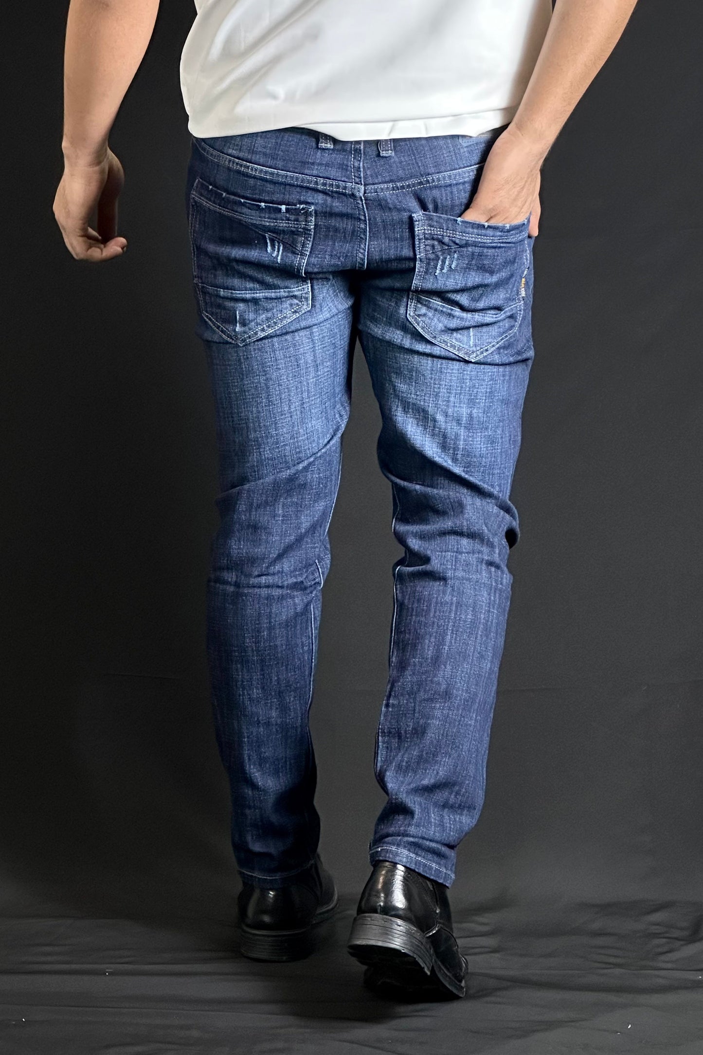 ডিপ নেভিব্ল কালার জিন্স প্যান্ট-Ripped