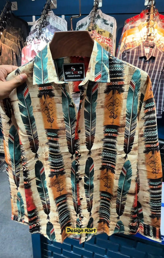 Cream Feather Contrast Shirt