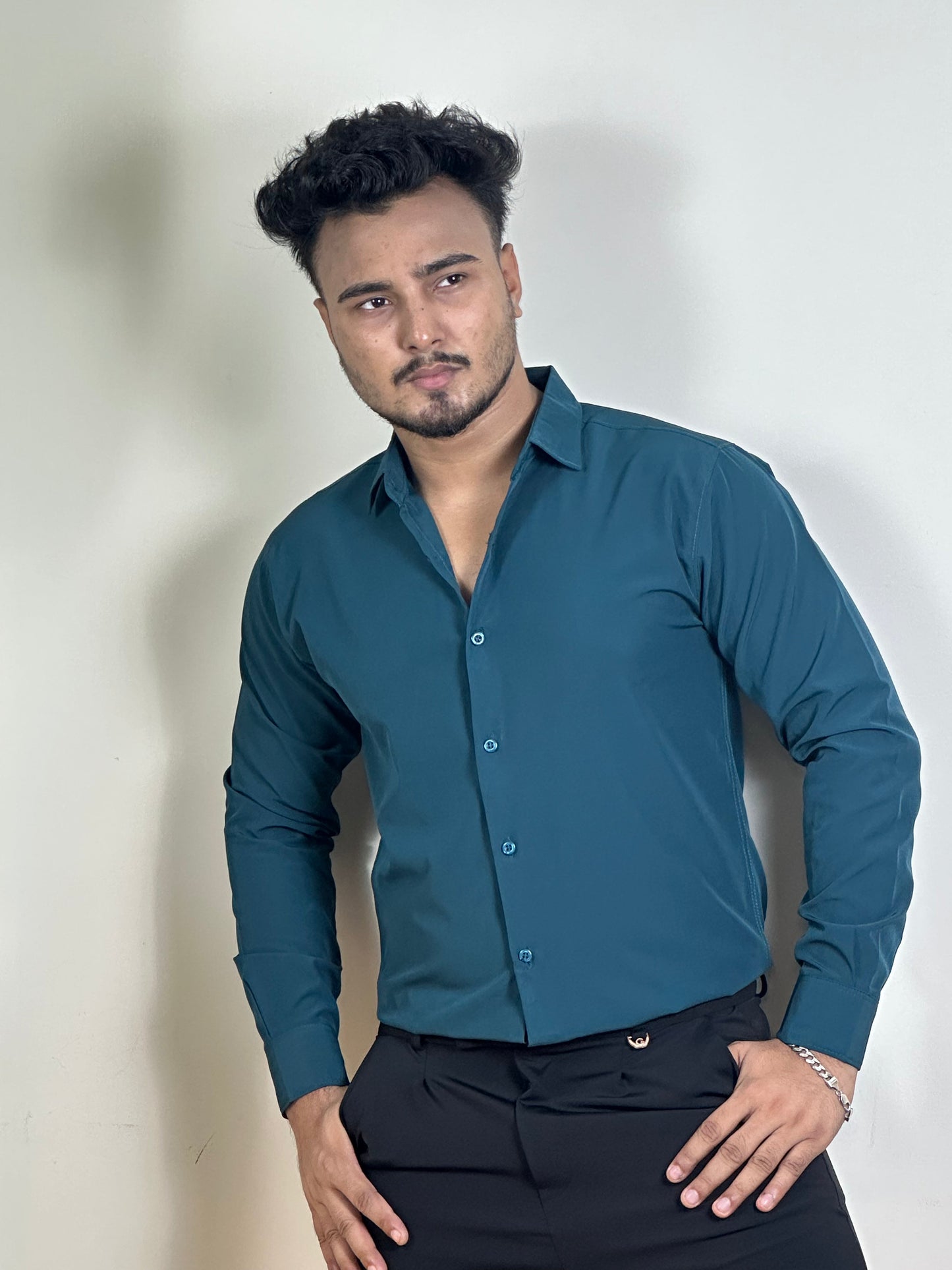 bottle Green China Formal Shirt
