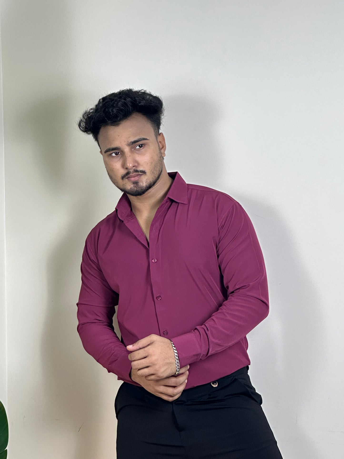 Maroon China Formal Shirt