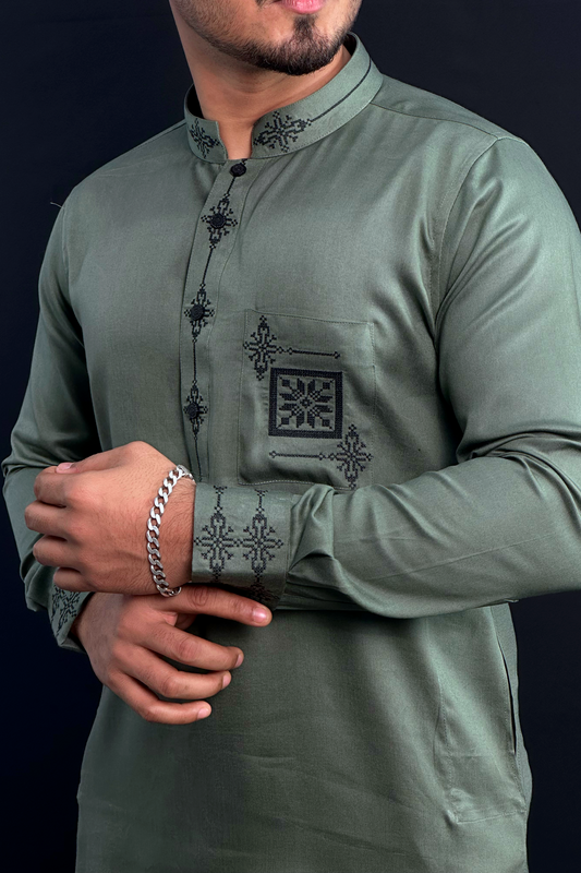 Olive Colour Premium Panjabi |BE