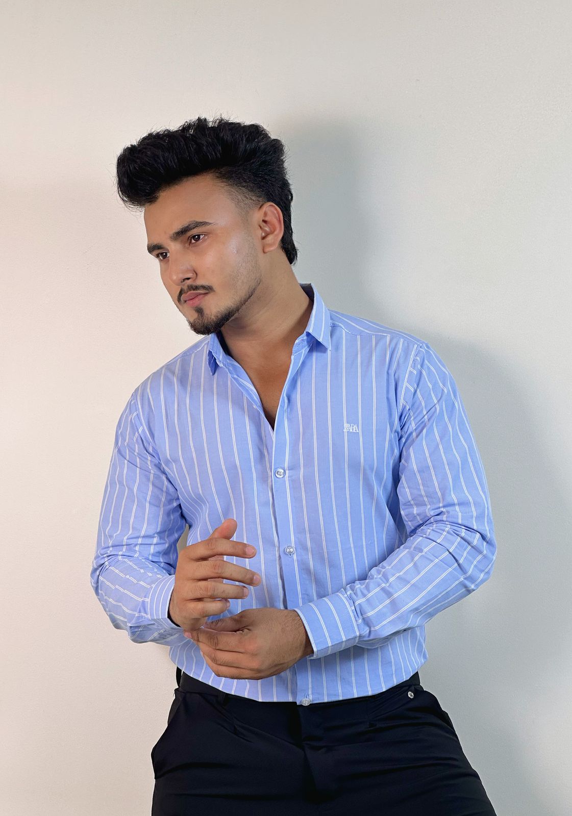 Light Sky Blue with Double White Stripes
