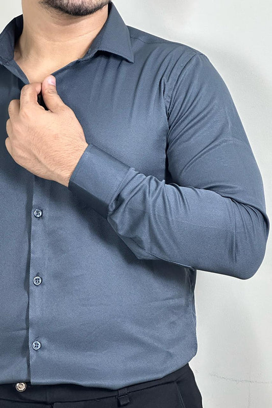 Charcoal Gray Colour Cross Formal Shirt