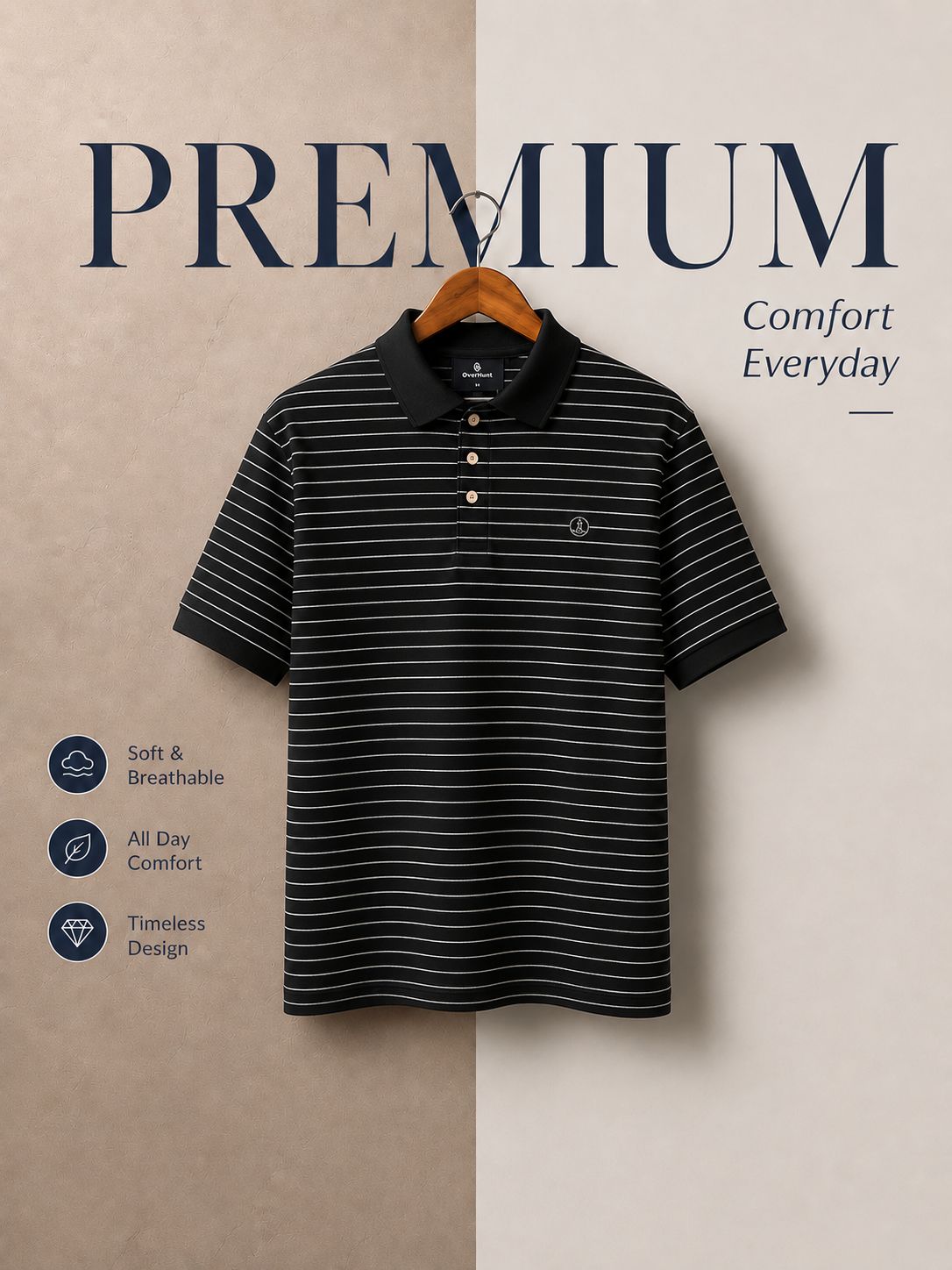 Black Colour Polo T-Shirt |DBS