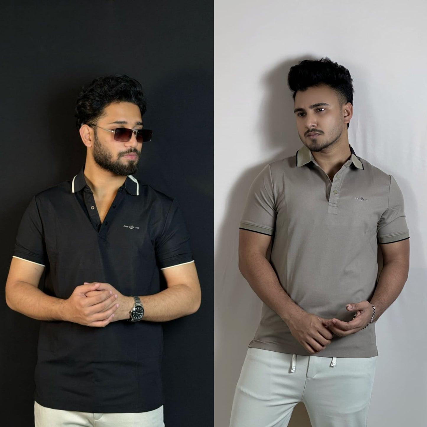 Black+Mided Olive Polo T-Shirt Combo-Raw