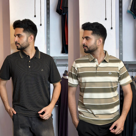 Black+Olive White Polo T-Shirt |CPO