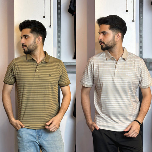 Golden Olive+Light Cream Polo T-Shirt |CPO