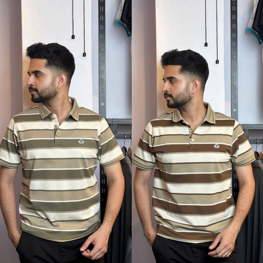 Olive White+Chocolate White Polo T-Shirt |CPO