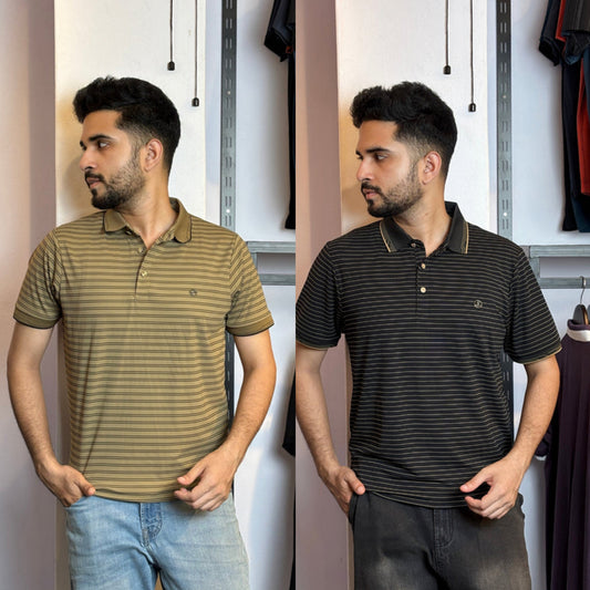 Golden Olive+Black Polo T-Shirt |CPO
