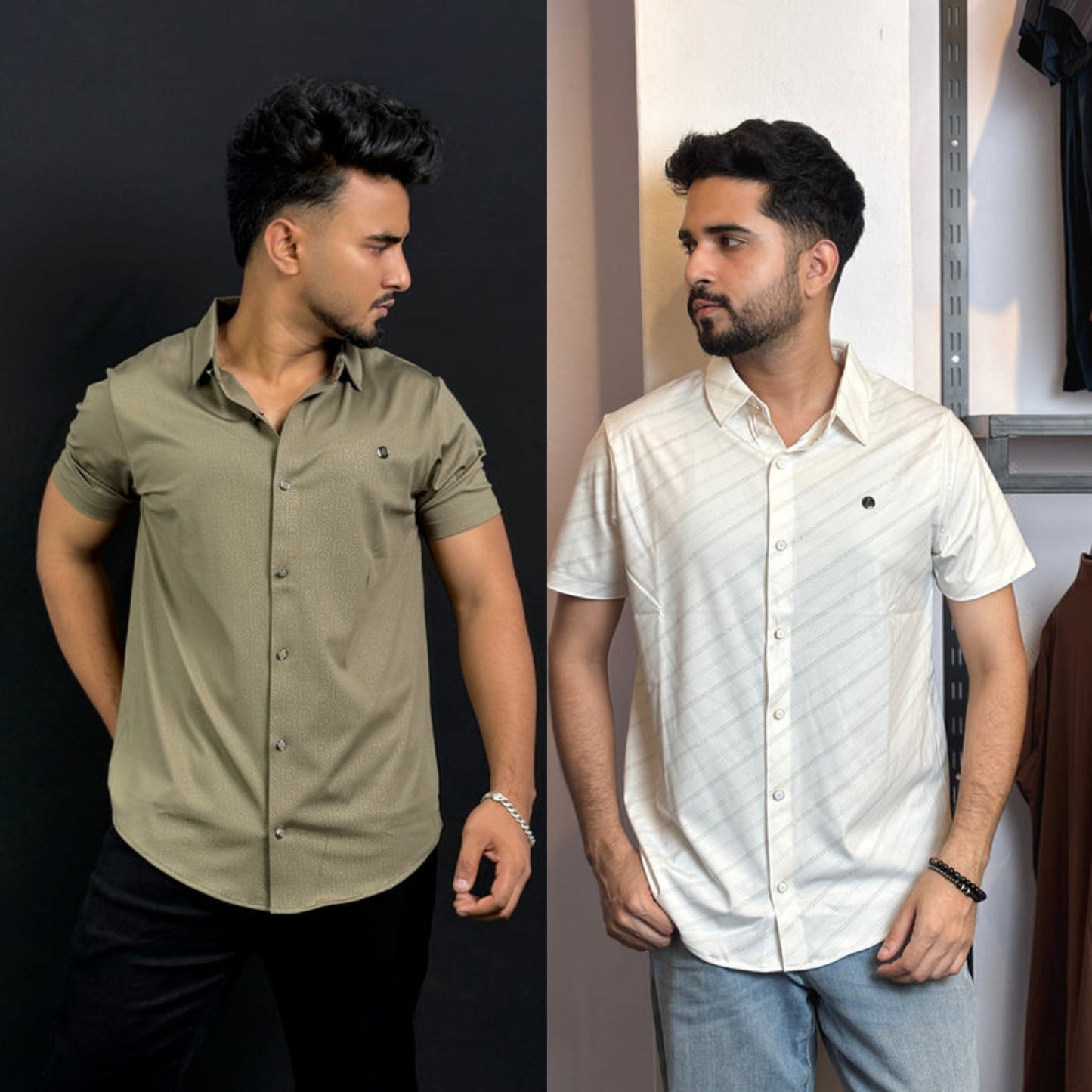 Coffee+White Half Slevee Shirt |HSO