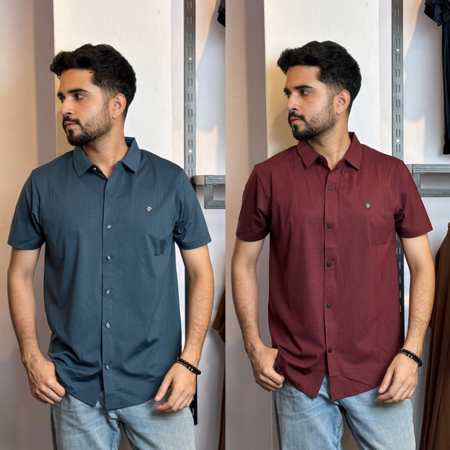 Blue+Maroon Half Slevee Shirt |HSO