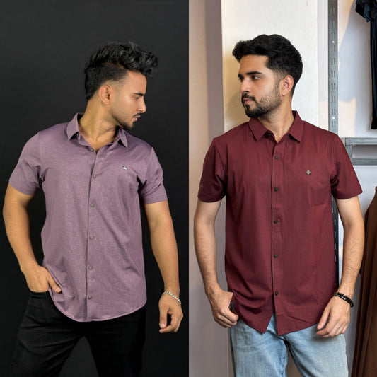 Lavender+Maroon Half Slevee Shirt |HSO