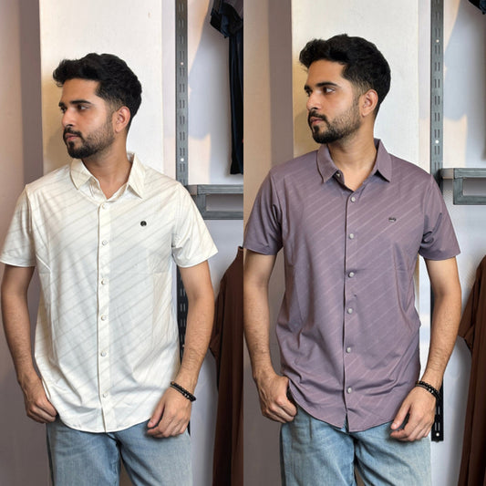 White+Lavender Half Slevee Shirt |HSO