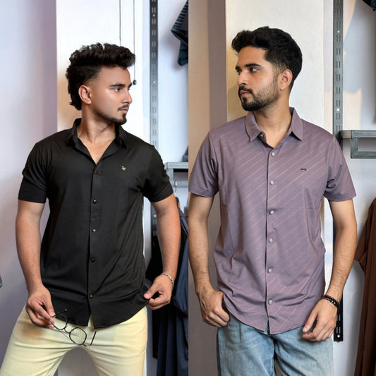 Black+Lavender Half Slevee Shirt |HSOC