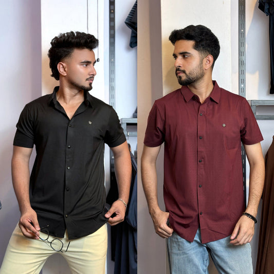 Black+Maroon Half Slevee Shirt |HSO