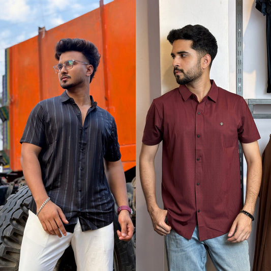 Black+Maroon Half Slevee Shirt |HSN
