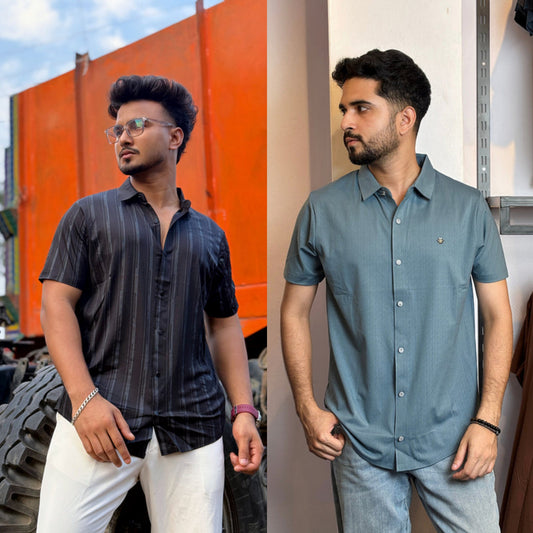 Black+Light Blue Half Slevee Shirt |HSO