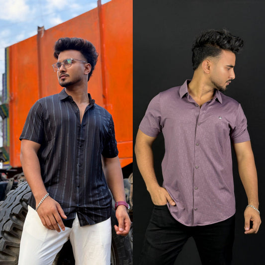 Black+Lavender Half Slevee Shirt |HSO