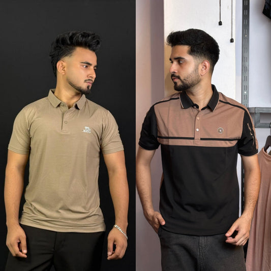 Khaki+Brown Black Polo T-Shirt |DCP