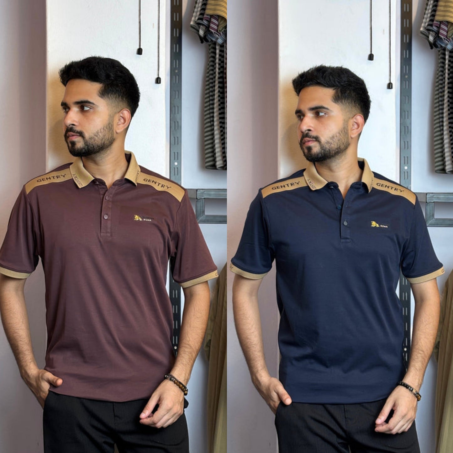 Wine+Nevy Blue Polo T-Shirt |DCP