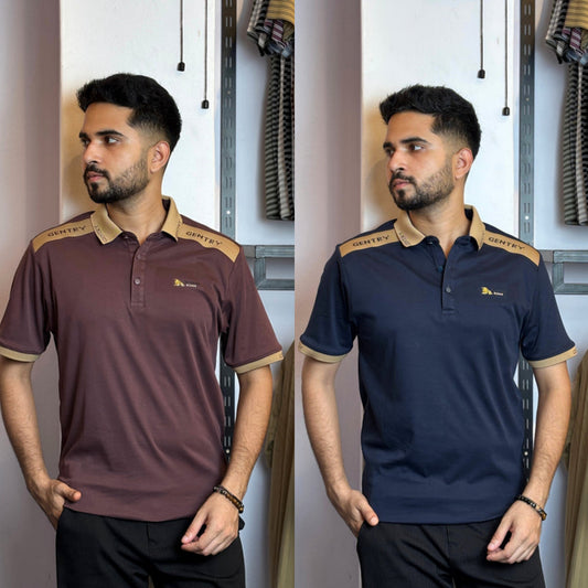 Wine+Nevy Blue Polo T-Shirt |DCP
