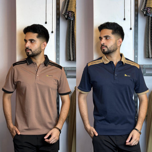 Brownish+Nevy Blue Polo T-Shirt |DCP