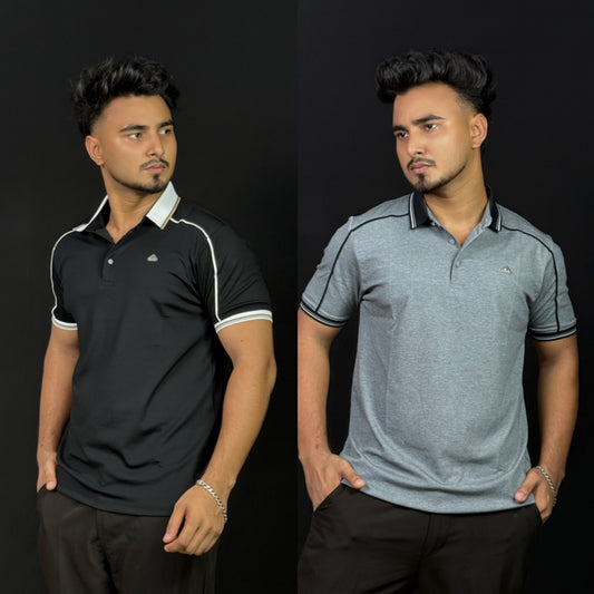Black+Gray Polo T-Shirt |DCP