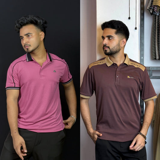 Rose Pink+Wine Polo T-Shirt |DCP