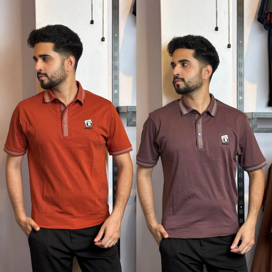 Rust Orange+Wine Polo T-Shirt |DCP