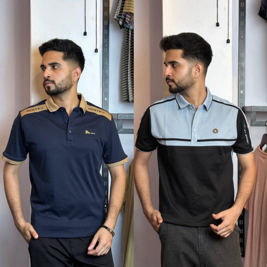 Nevy Blue+Sky Black Polo T-Shirt |DCP