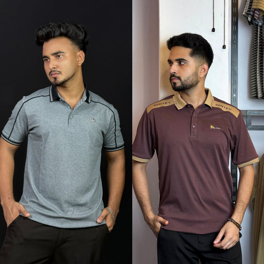 Gray+Wine Polo T-Shirt |DCP