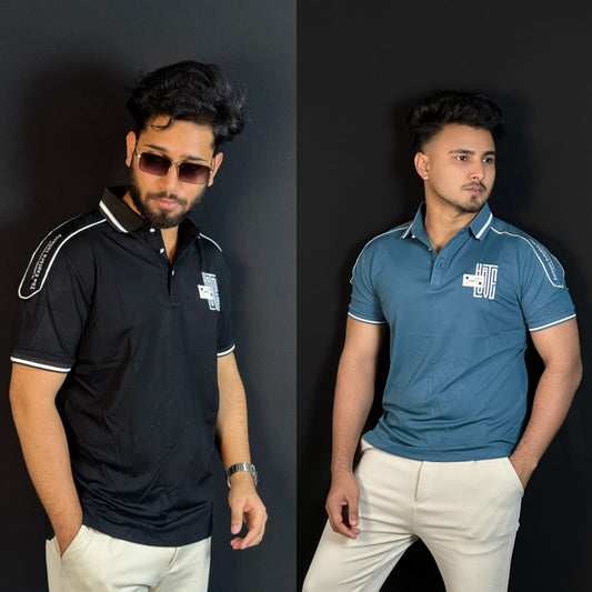 Black+Petrol Polo T-Shirt Combo-Best