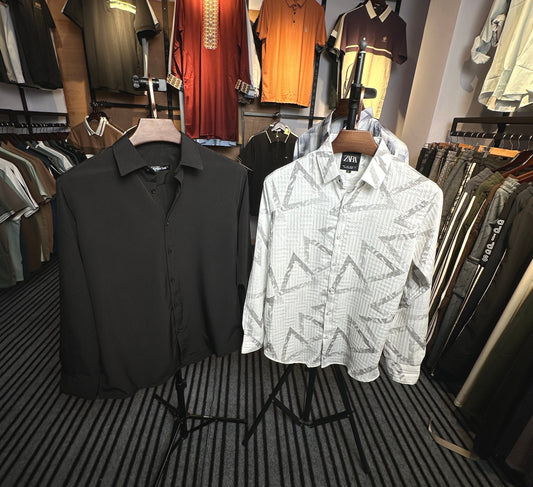 Ash White+Black Colour Shirt Combo| Triangel