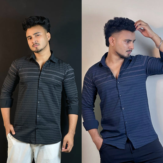 Black+Nevy Blue Stone Shirt Combo| N"Shape