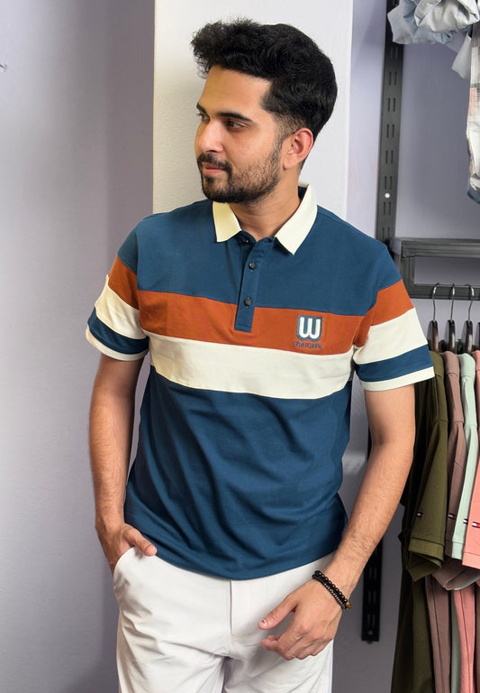 Petrol Colour Contast Polo T-Shirt |WC