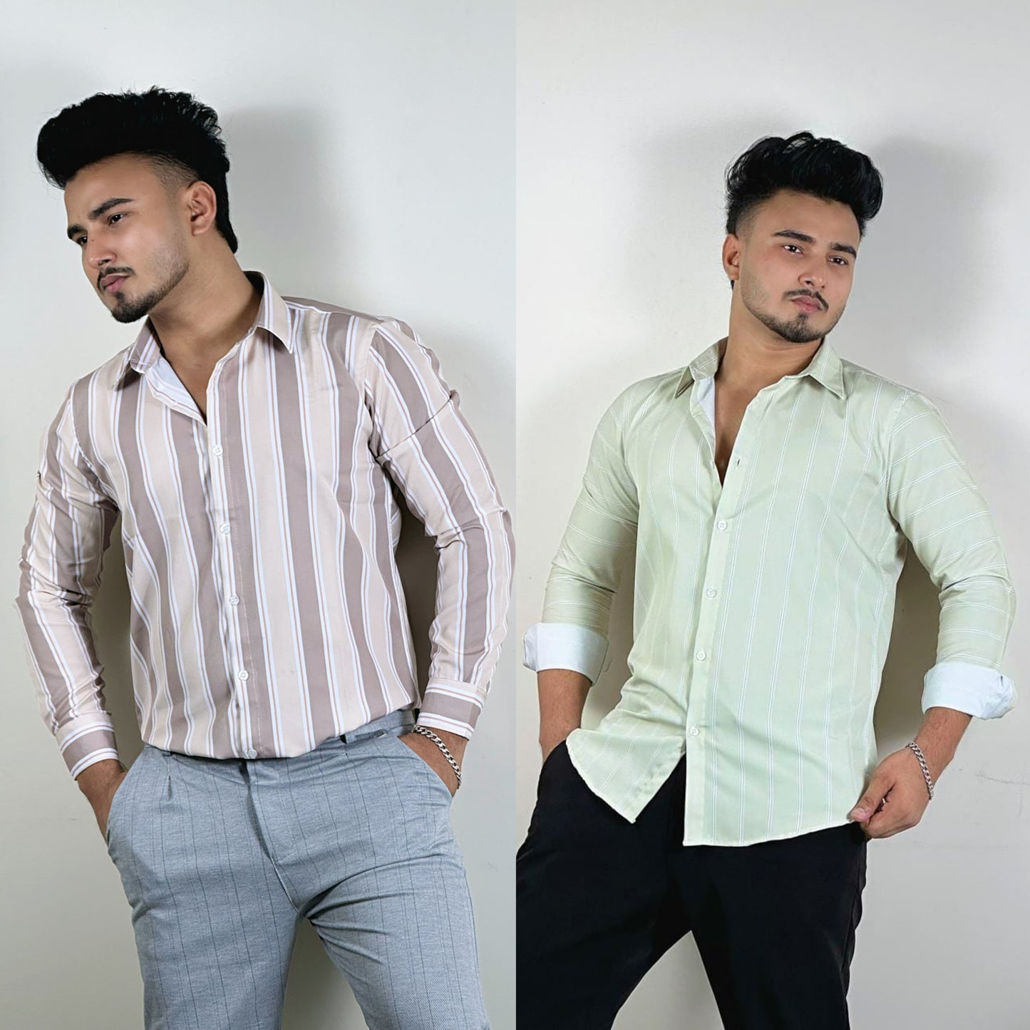Cream+Light Lemon Colour Shirt |OMC
