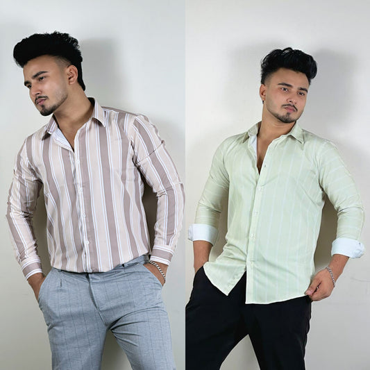 Cream+Light Lemon Colour Shirt |OMC