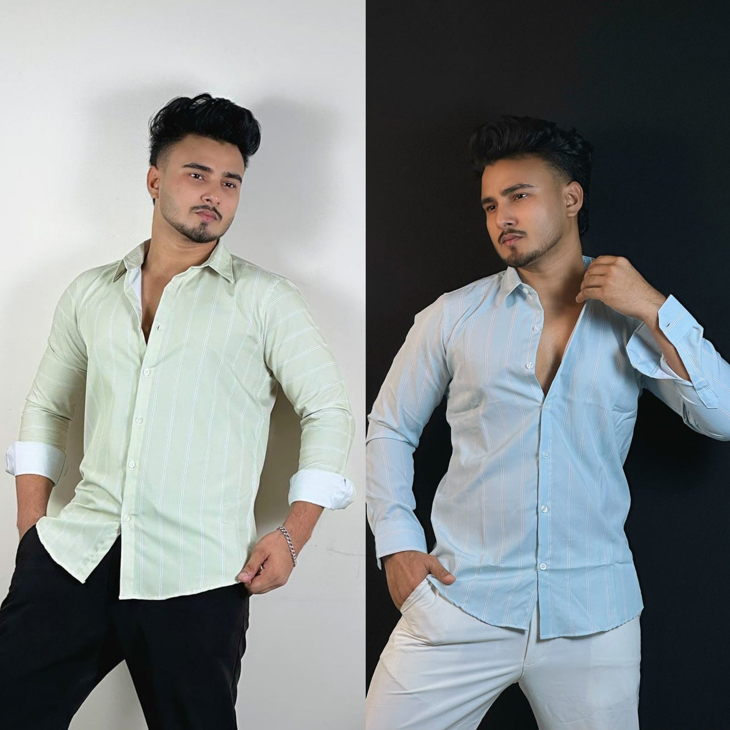 Light Lemon+Ice Blue Colour Shirt |OMC