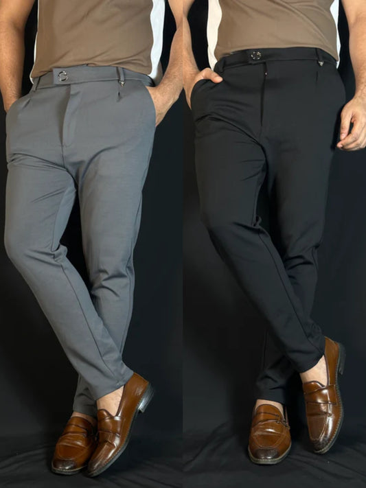 Ash+Black Colour Formal Pant |ABG