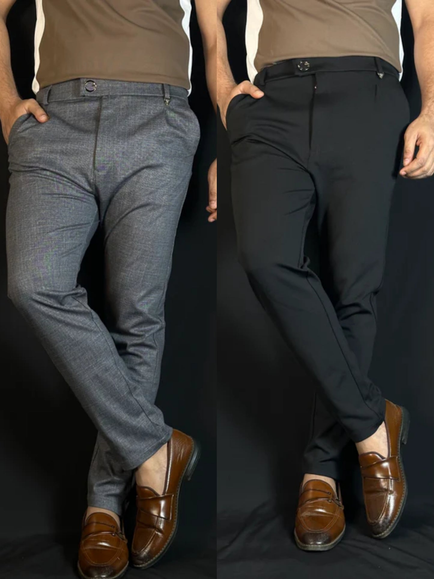 Gray+Black Colour Formal Pant Combo |GBD