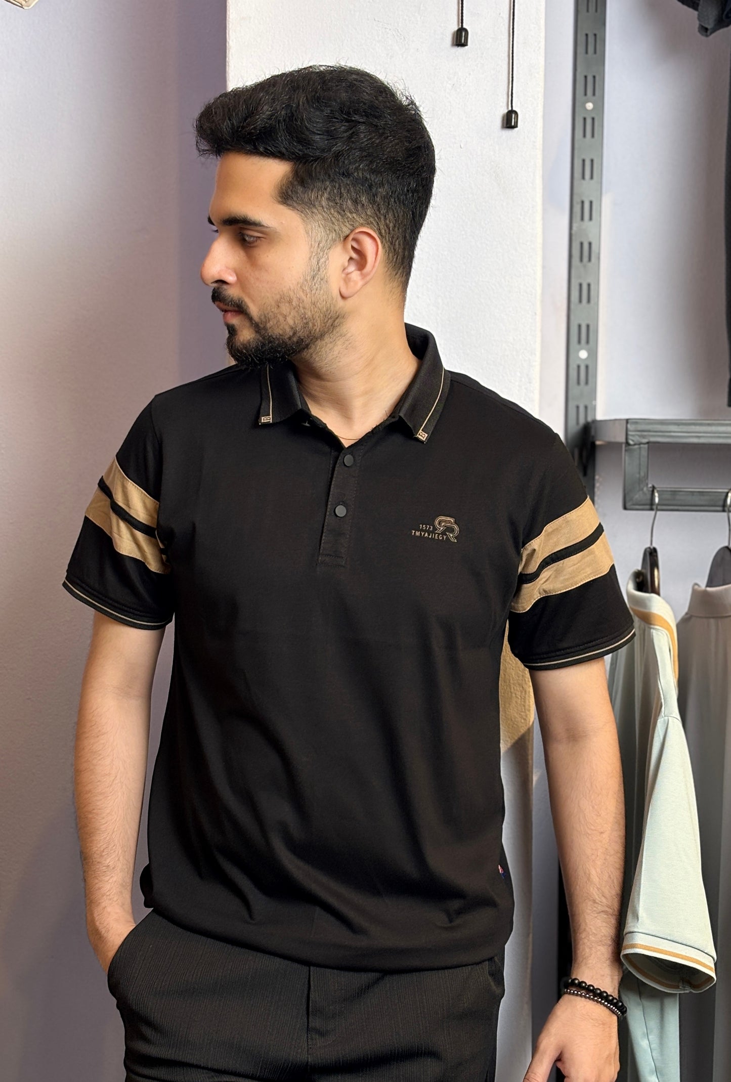 Black Colour Polo T-Shirt |SR