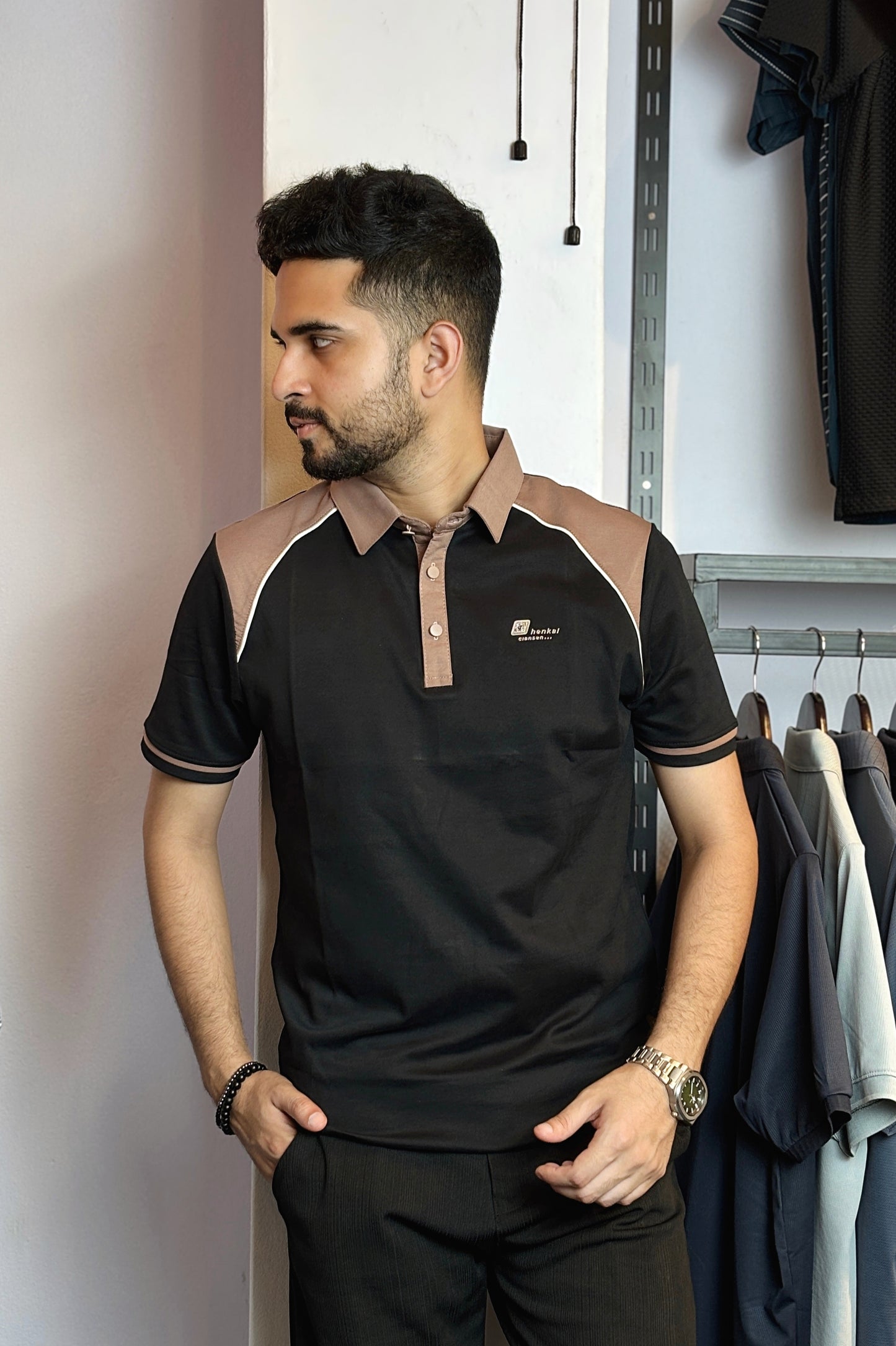 Black Colour Polo T-Shirt |HK