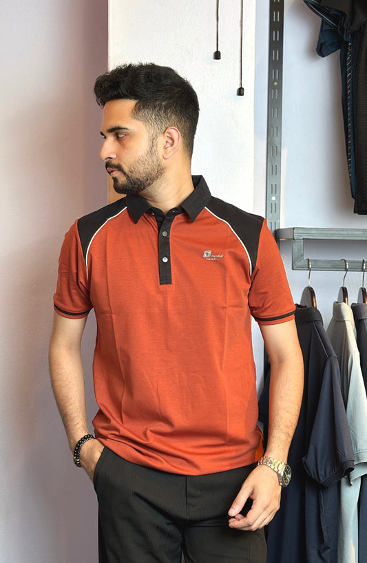 Rust Orange Colour Polo T-Shirt |HK
