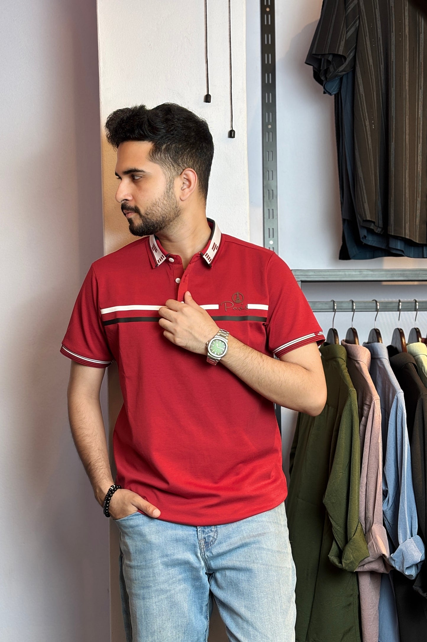 Red Maroon Colour Polo T-Shirt |Paris