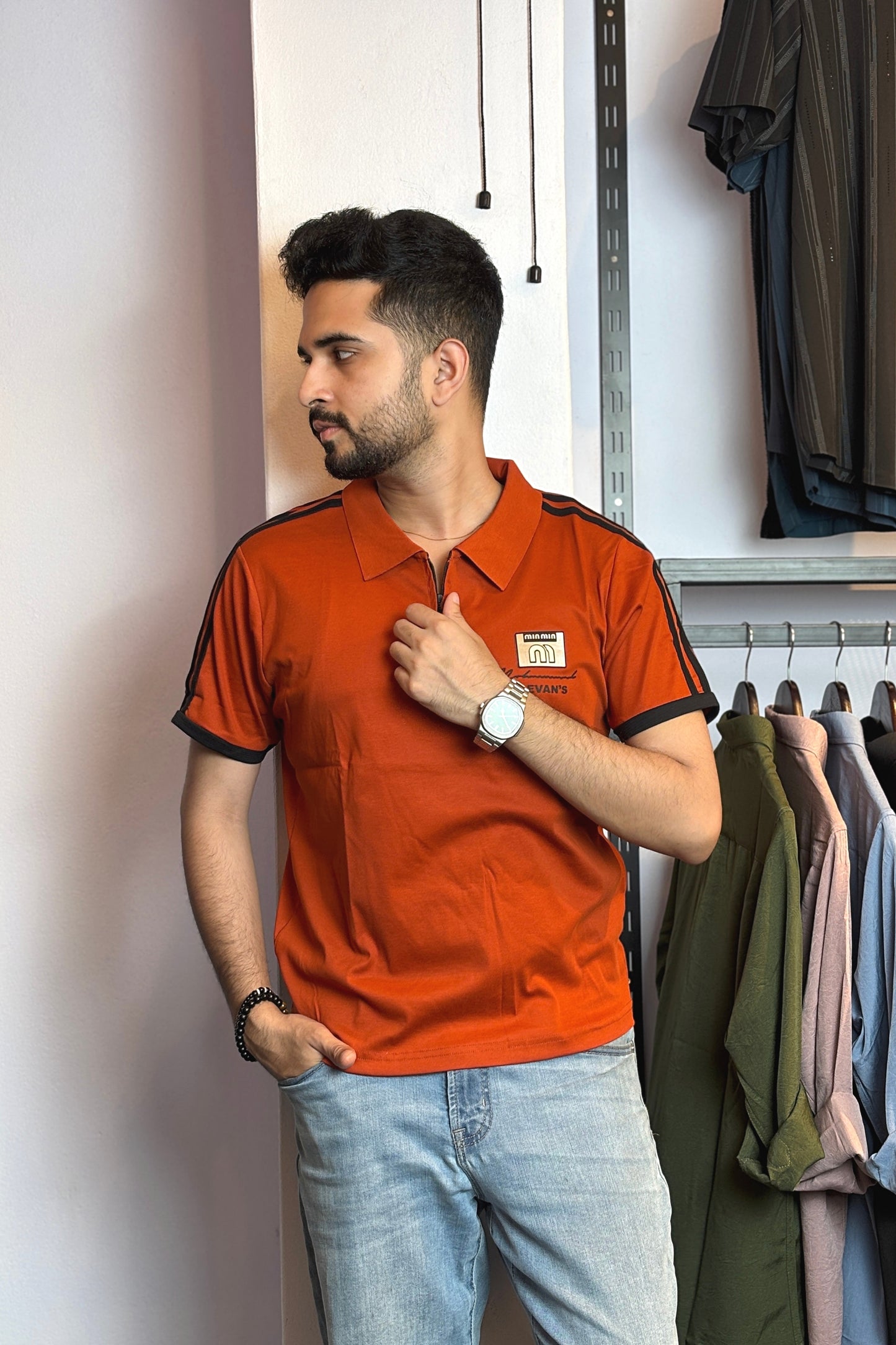 Rust Orange Colour Polo T-Shirt |MZ