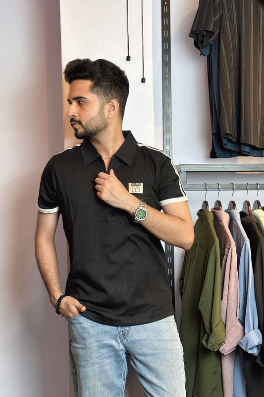 Black Colour Polo T-Shirt |MZ